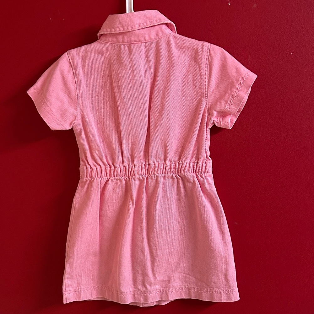 Old Navy Pink Collared Button-Up Dress denim snap size 4T - Picture 4 of 6